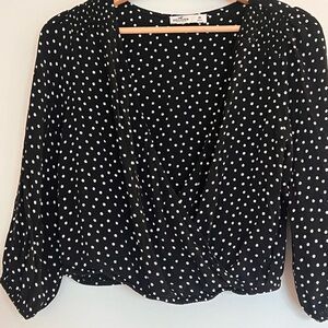 Hollister Black and White Polka Dot Blouse